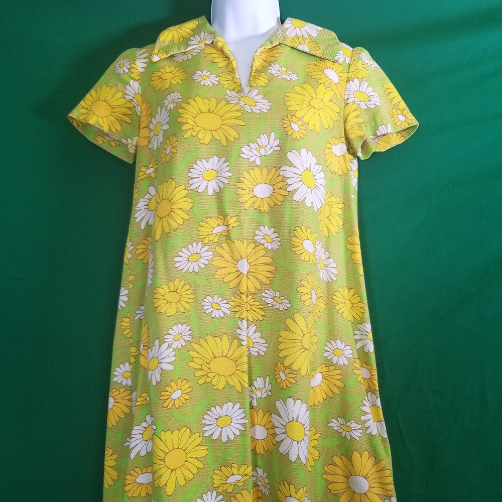 Vintage handmade mini dress with flowers.
